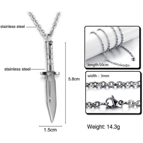 Stainless Steel Dagger Pendant Chain - Picture 4 of 7